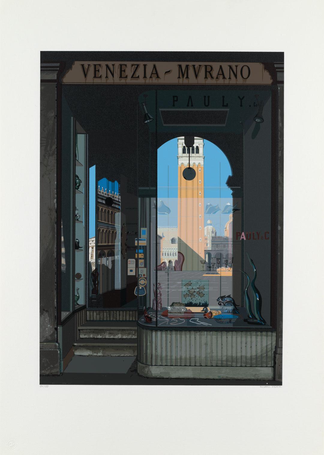 Artwork Venezia-Murano (from 'Urban landscapes no. 2' portfolio) this artwork made of Screenprint on Fabriano Cottone paper, created in 1979-01-01