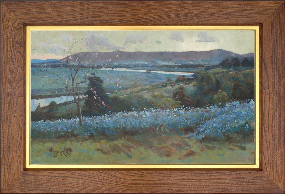 Artwork Evening (Mt Coot-tha from Dutton Park) this artwork made of Oil on canvas, created in 1898-01-01