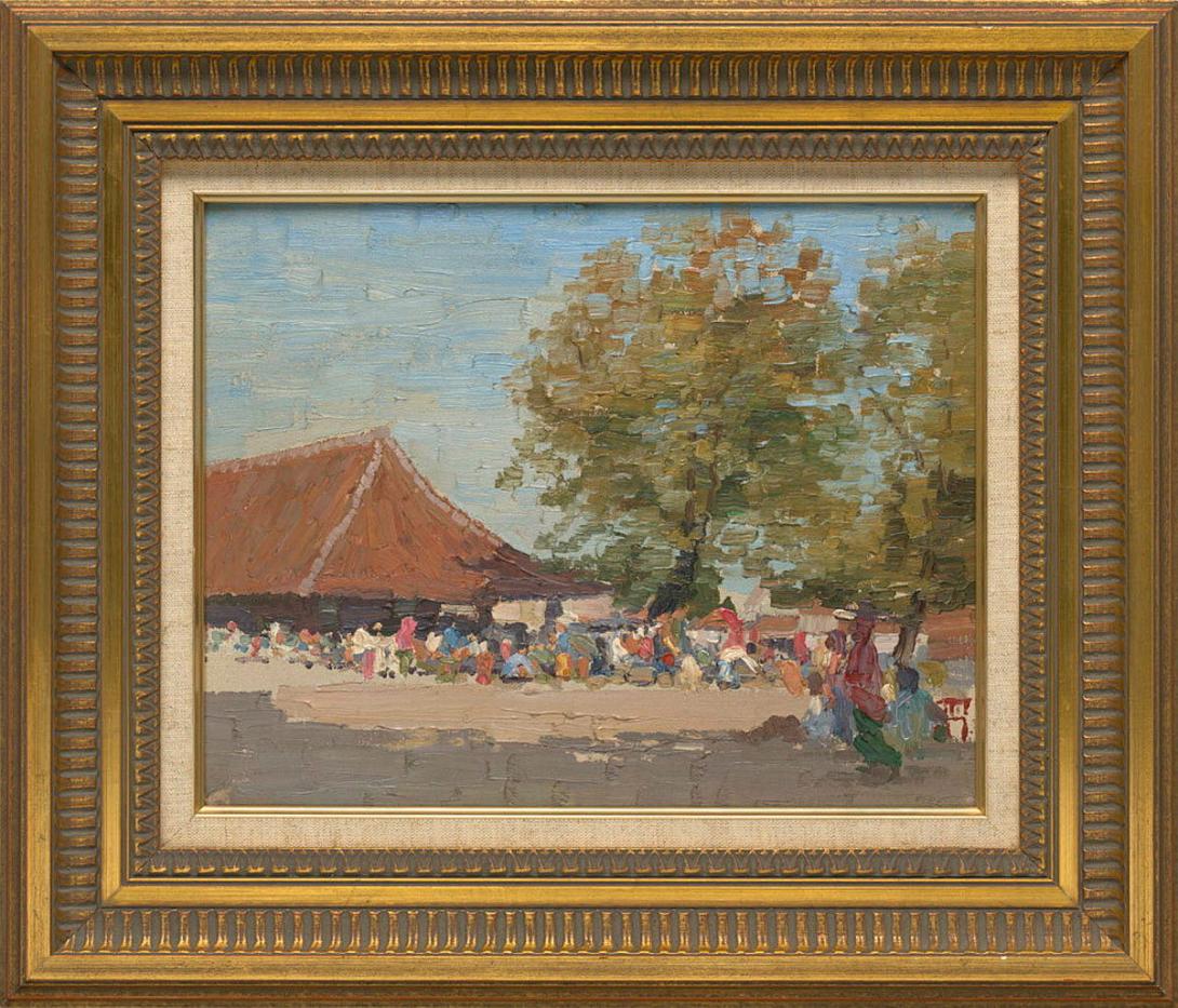 Artwork Market place, Surabaya [Indonesia] this artwork made of Oil on board, created in 1924-01-01
