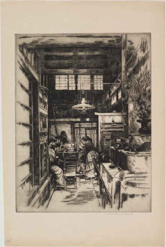 Artwork Mealtime, Japan this artwork made of Etching, drypoint and plate tone paper, created in 1913-01-01