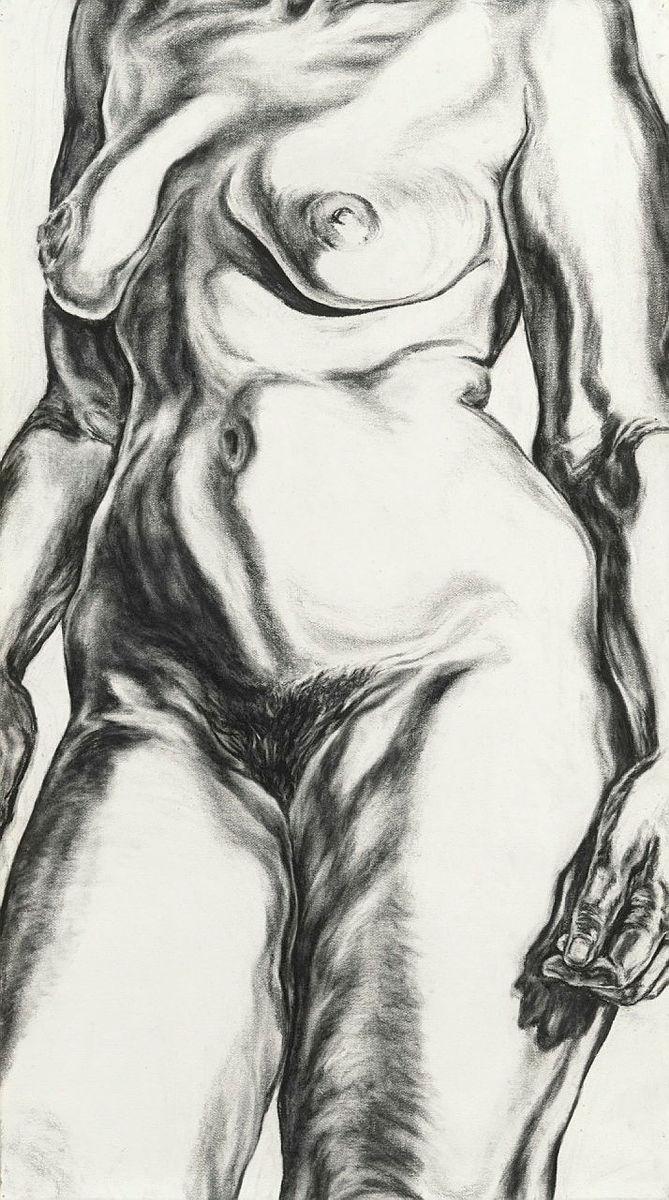 Artwork Self portrait (standing nude) this artwork made of Charcoal on paper, created in 1998-01-01