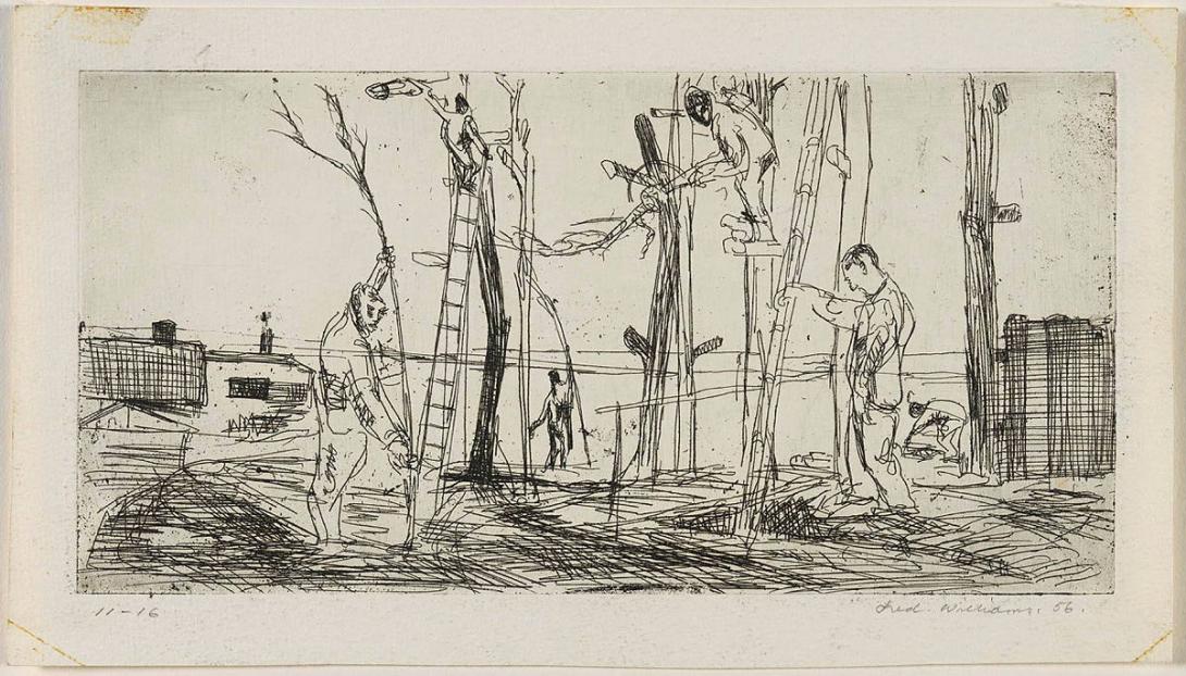 Artwork Tree pruning this artwork made of Etching and drypoint on paper, created in 1955-01-01