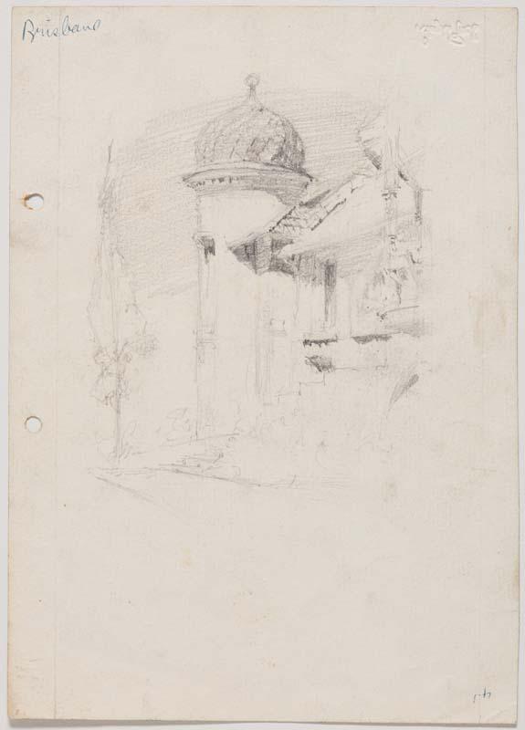 Artwork L'Estrange's house light sketch front path - dome at end this artwork made of Pencil on paper, created in 1912-01-01