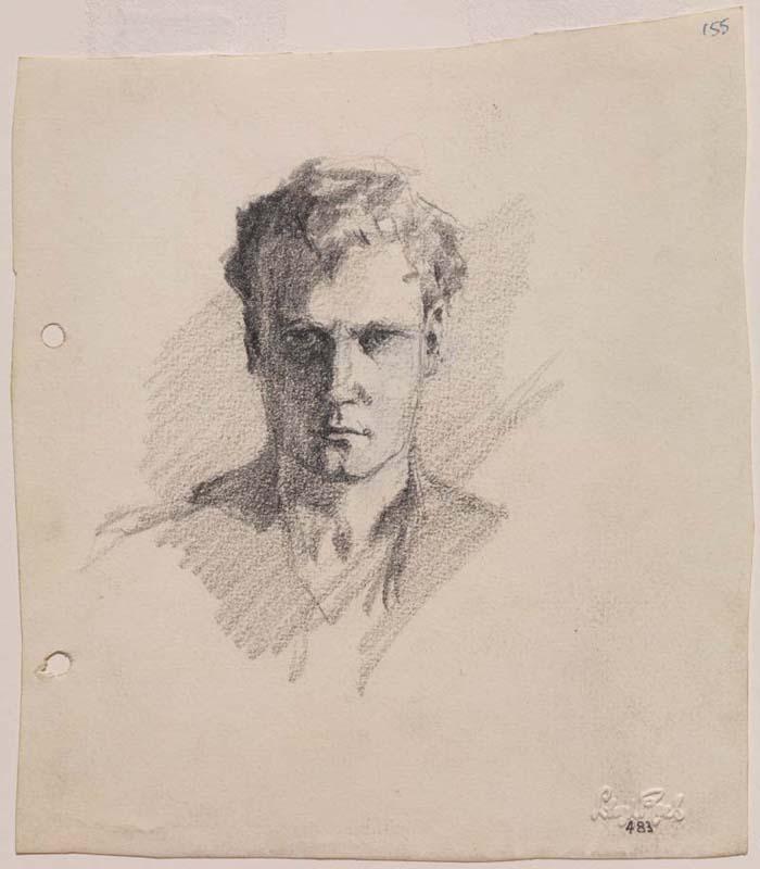 Artwork Self portrait this artwork made of Pencil on paper, created in 1912-01-01