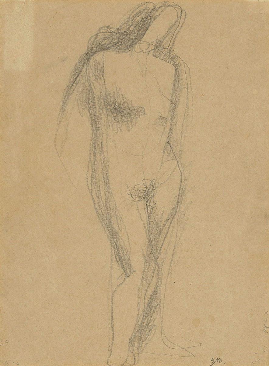 Artwork (Standing female nude) this artwork made of Pencil on paper, created in 1923-01-01
