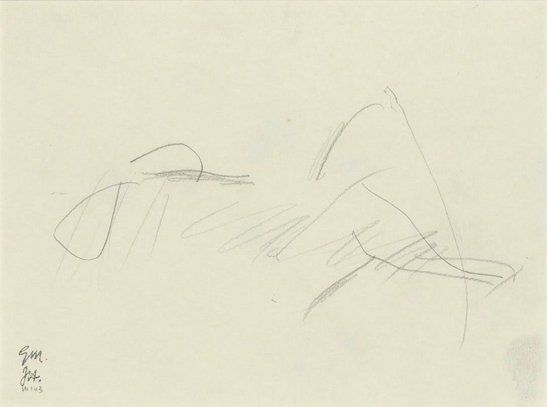 Artwork (Reclining nude) this artwork made of Pencil on paper, created in 1923-01-01