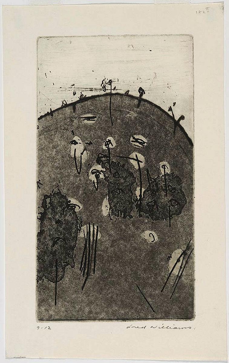 Artwork Hillock, Lysterfield this artwork made of Etching, aquatint, sugar aquatint, drypoint on Kent paper, created in 1965-01-01