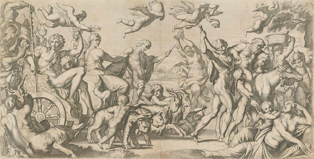 Artwork Triumph of Bacchus and Ariadne this artwork made of Engraving on paper, created in 1646-01-01