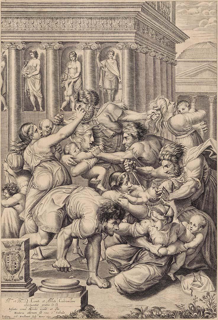 Artwork Massacre of the innocents this artwork made of Etching and engraving on paper, created in 1641-01-01