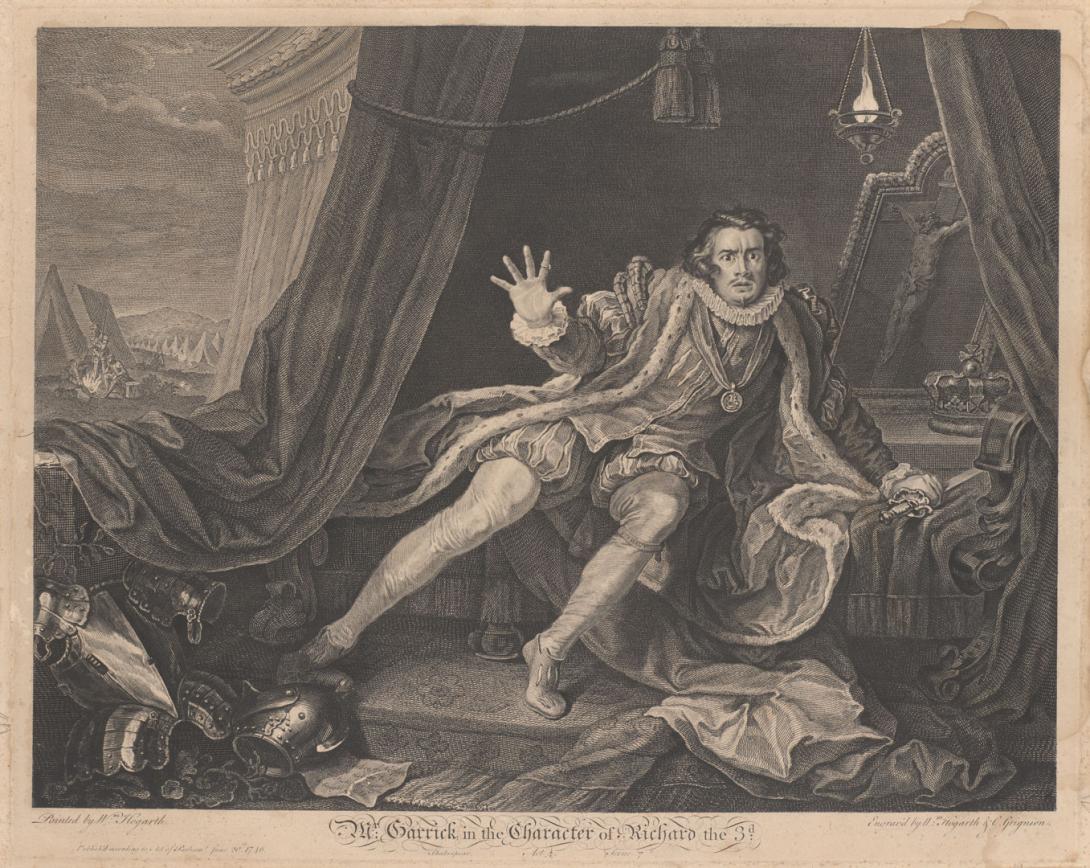 Artwork Mr Garrick in the character of Richard III this artwork made of Steel engraving on paper, created in 1746-01-01