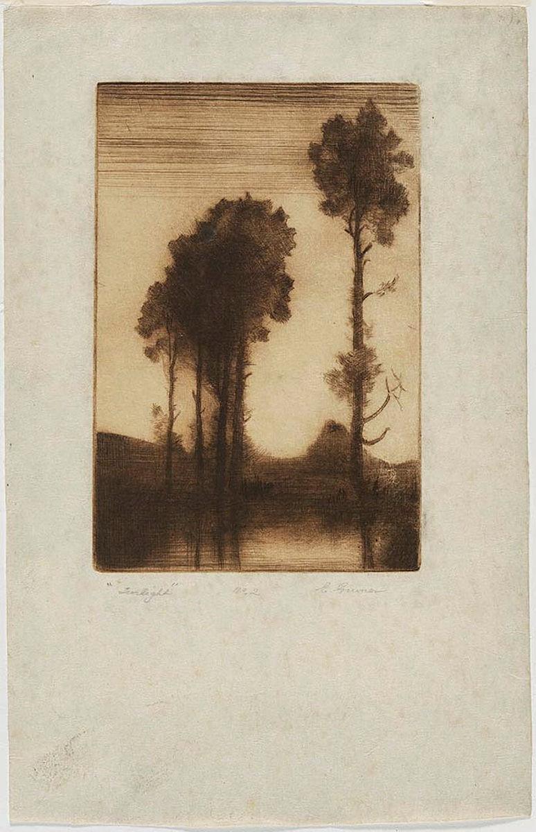 Artwork Twilight this artwork made of Etching and drypoint on off-white laid paper, created in 1926-01-01
