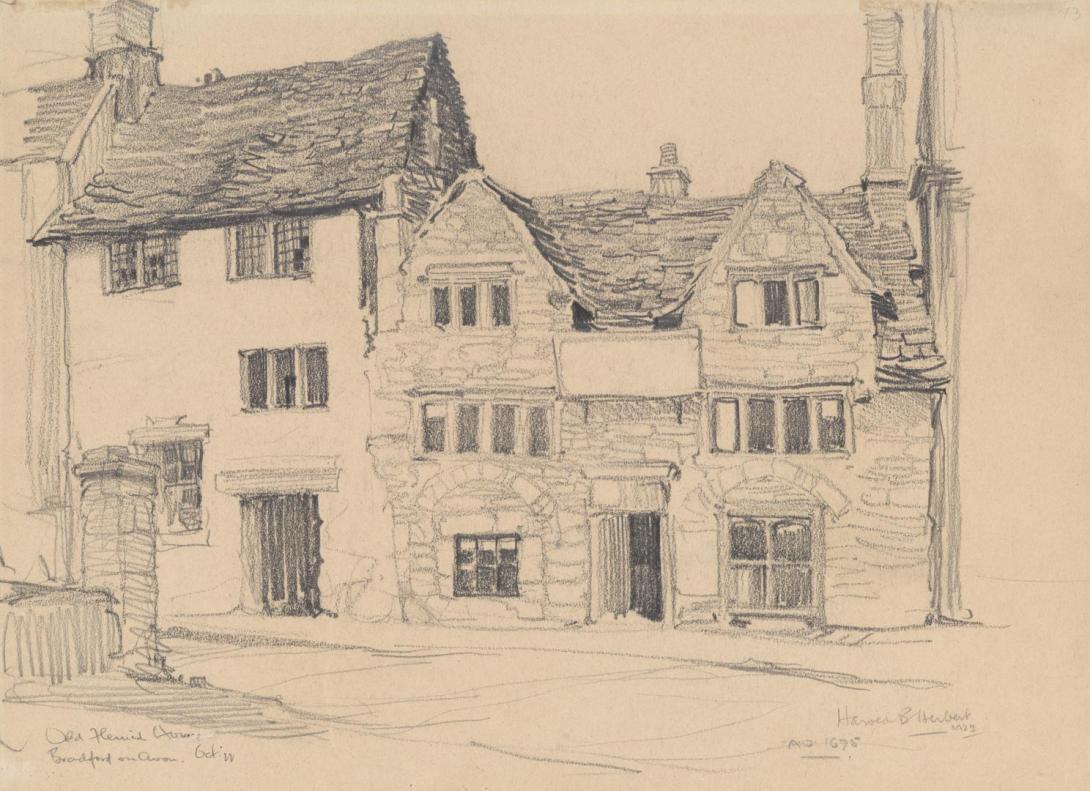 Artwork Old Flemish home, Bradford on Avon this artwork made of Pencil on cream wove paper, created in 1923-01-01