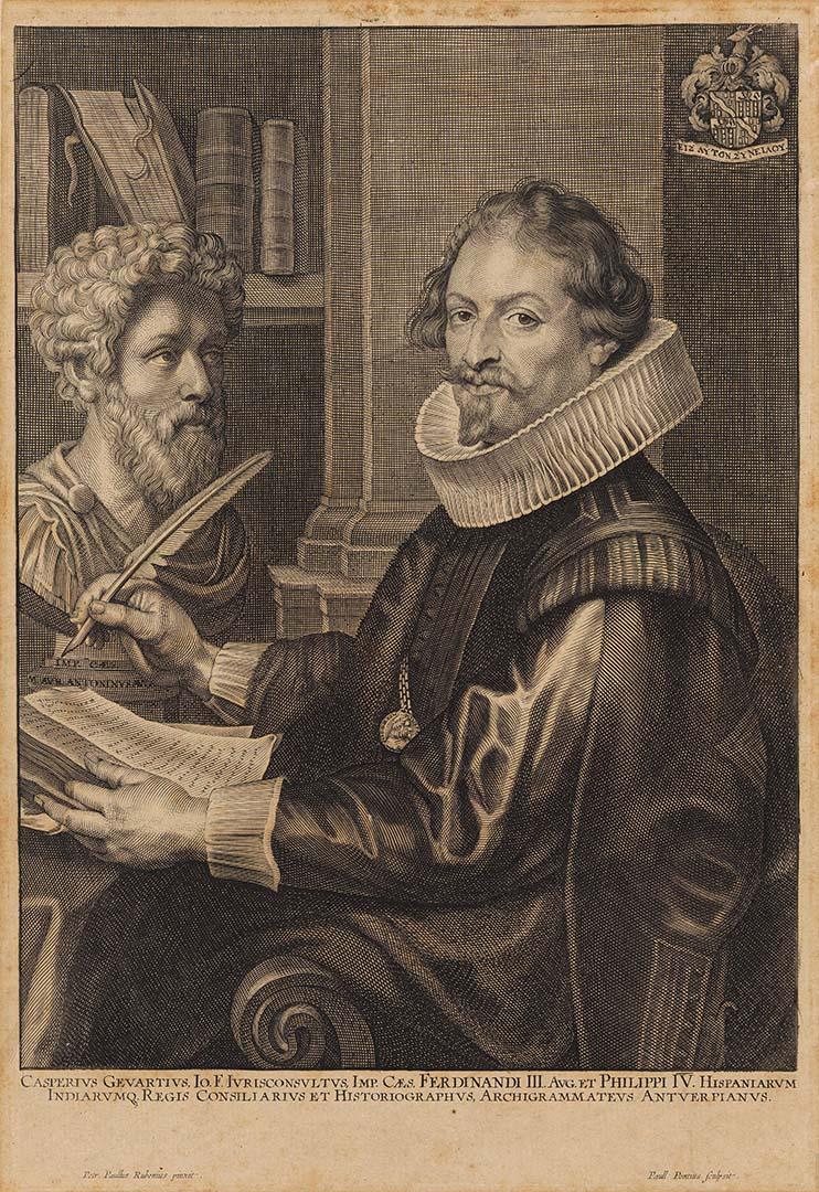 Artwork Casperius Gevartius (Gaspar Gevaerts) this artwork made of Engraving on laid paper, created in 1618-01-01