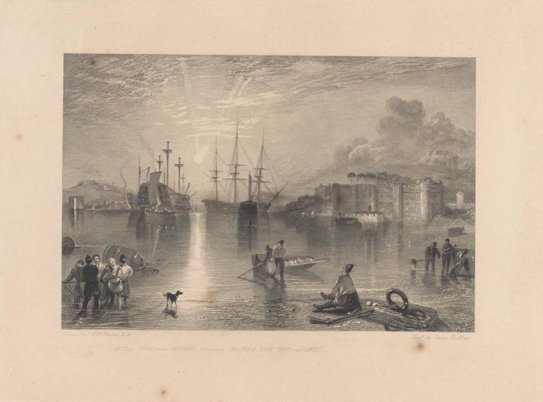 Artwork Castle Upnor on River Medway (from 'Picturesque views in England and Wales') this artwork made of Etching and engraving on thin wove paper on thick cream paper, created in 1833-01-01