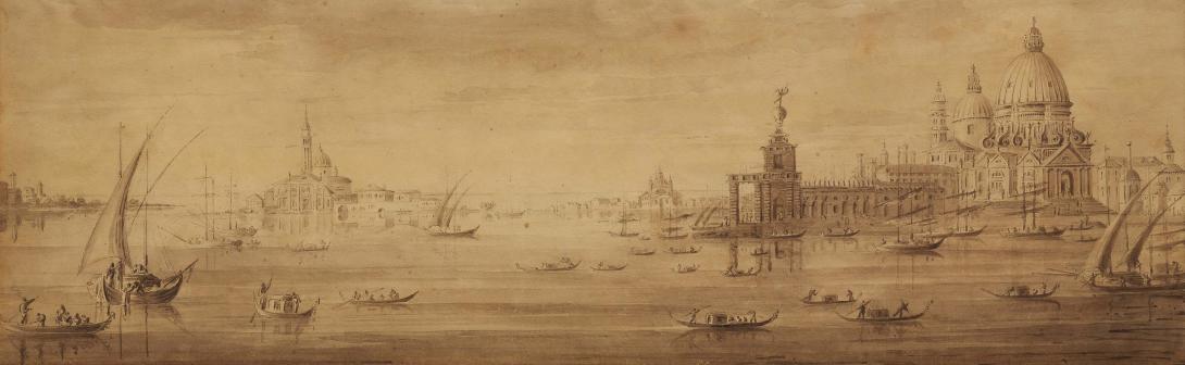 Artwork Grand Canal, Venice this artwork made of Brush and brown wash over pencil on wove paper, created in 1780-01-01