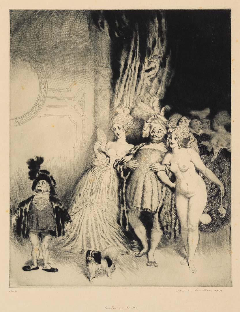 Artwork Enter the Duke this artwork made of Etching, drypoint and engraving on cream wove paper, created in 1924-01-01
