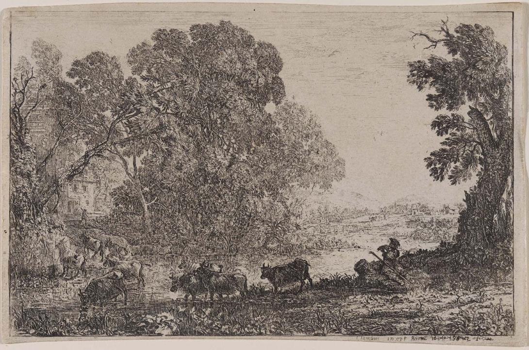 Artwork Le Bouvier (The cowherd) this artwork made of Etching on paper, created in 1636-01-01