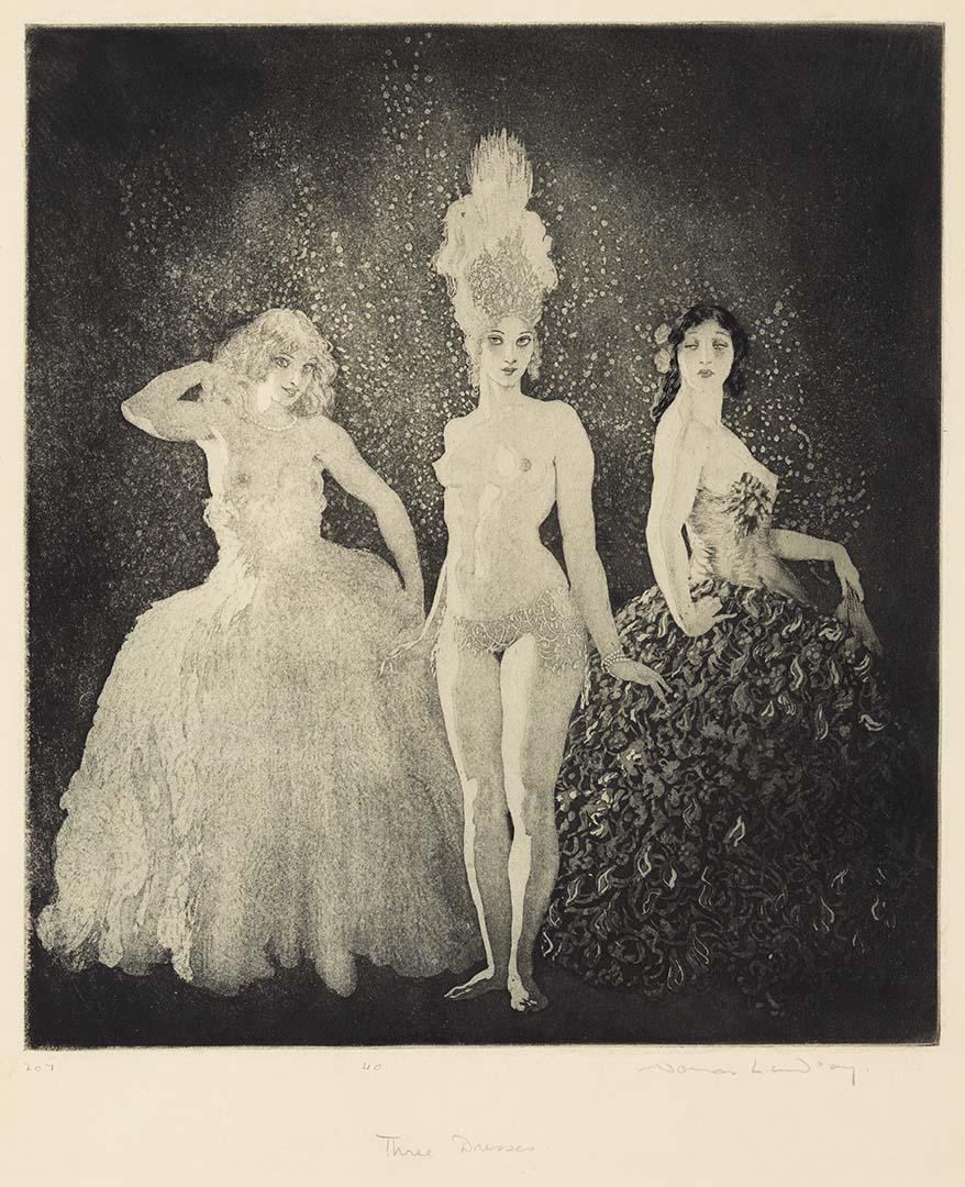 Artwork The three dresses this artwork made of Etching on wove paper, created in 1930-01-01