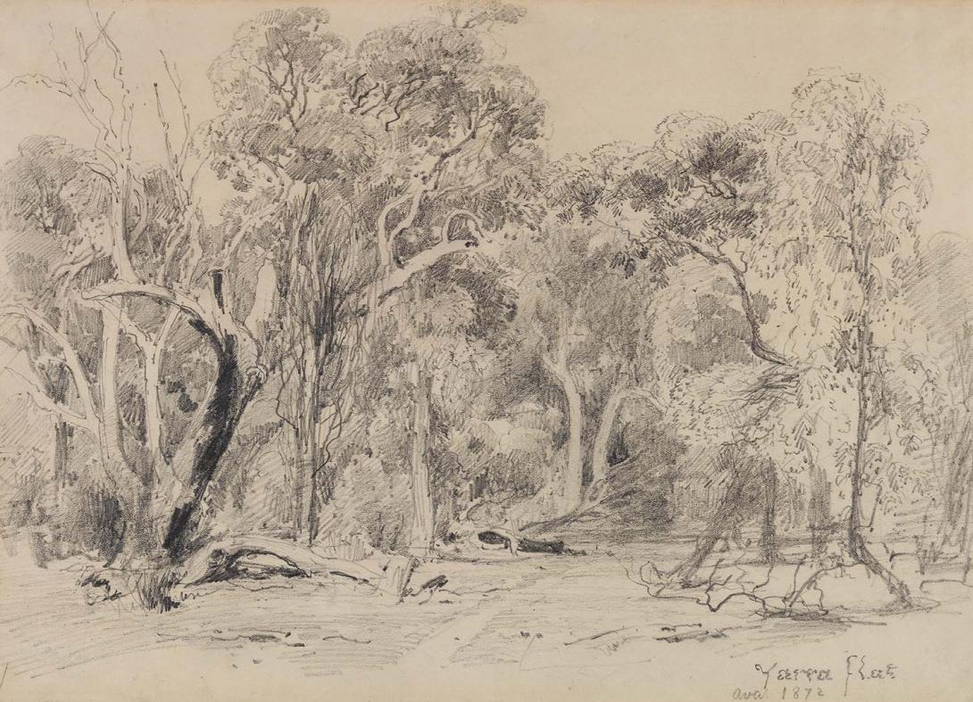 Artwork Yarra flat this artwork made of Pencil on wove paper, created in 1862-01-01
