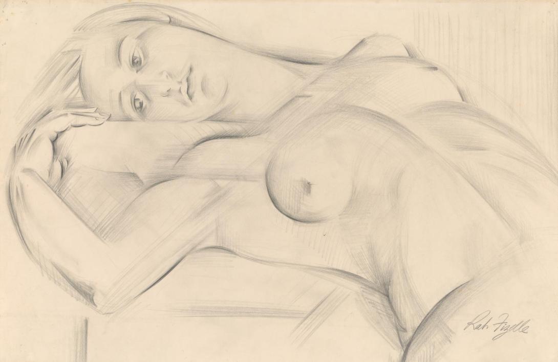 Artwork Reclining nude this artwork made of Pencil on cream wove paper, created in 1930-01-01
