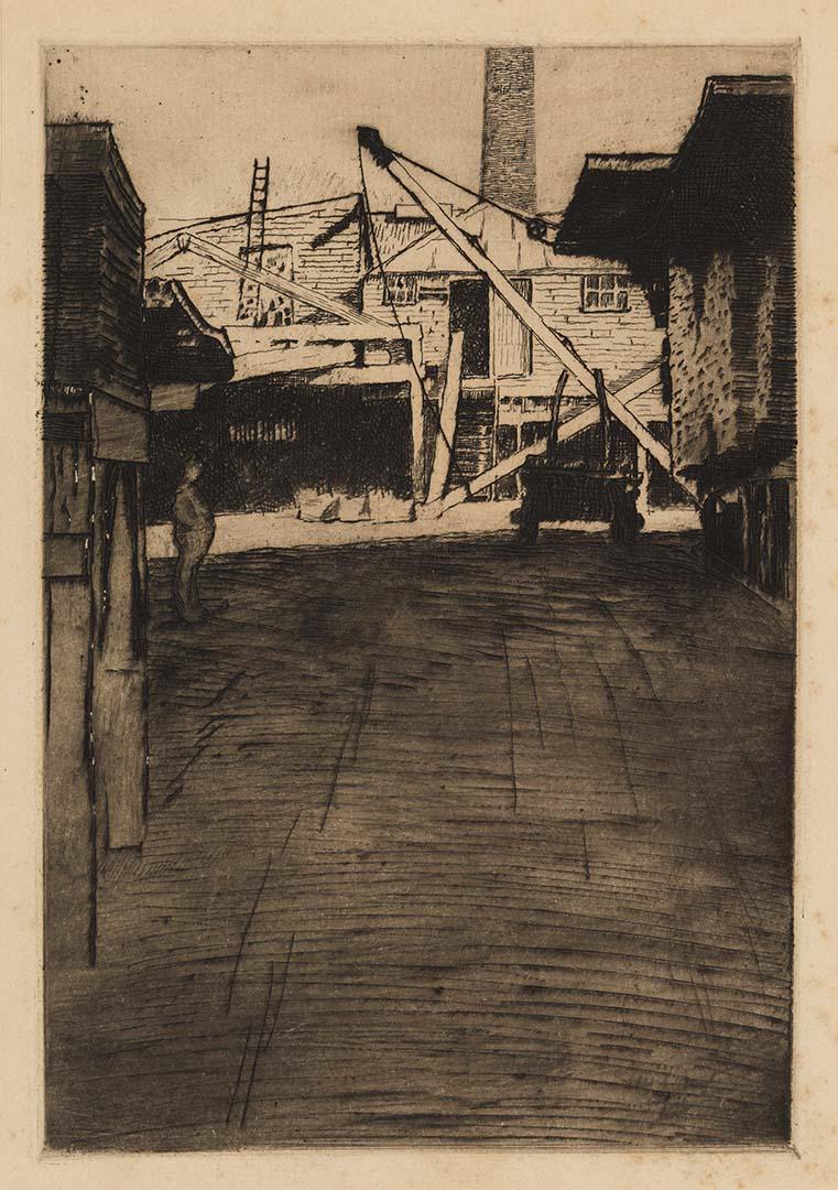 Artwork The saw mill this artwork made of Etching and drypoint on cream wove paper on cardboard, created in 1920-01-01