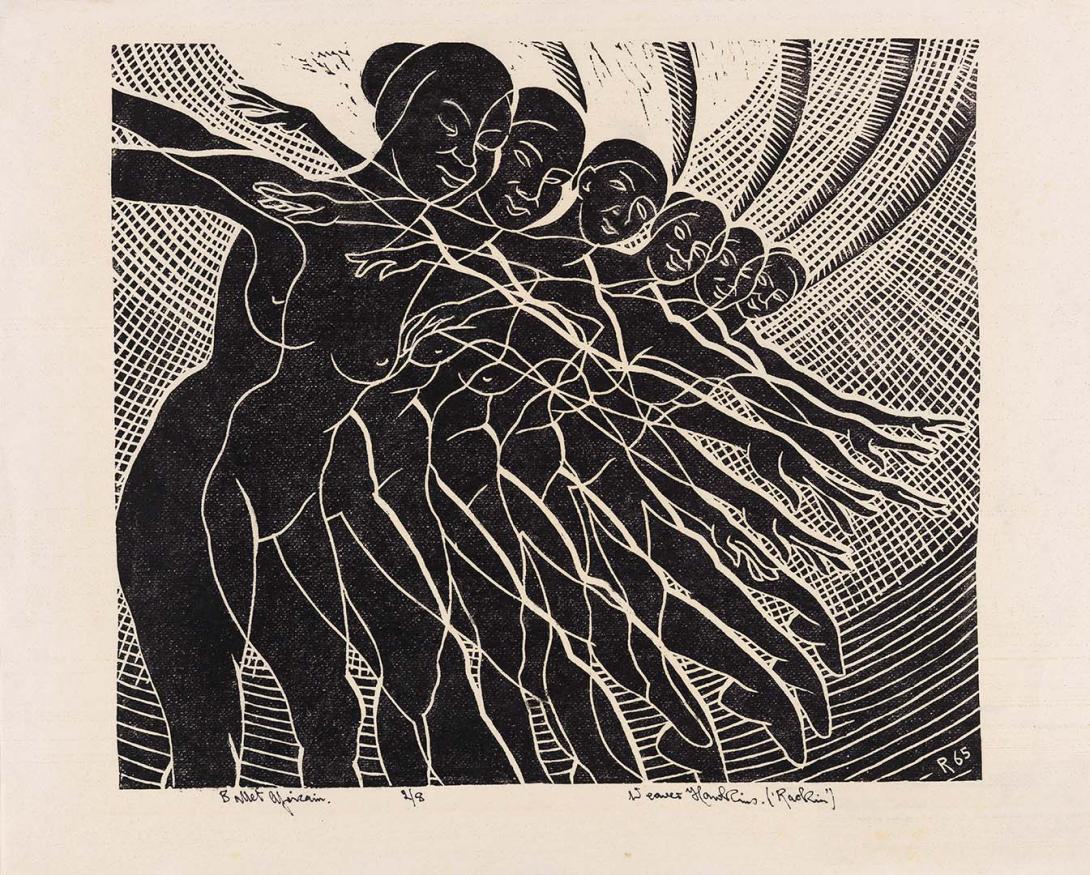 Artwork Ballet Africain this artwork made of Linocut on wove paper, created in 1965-01-01