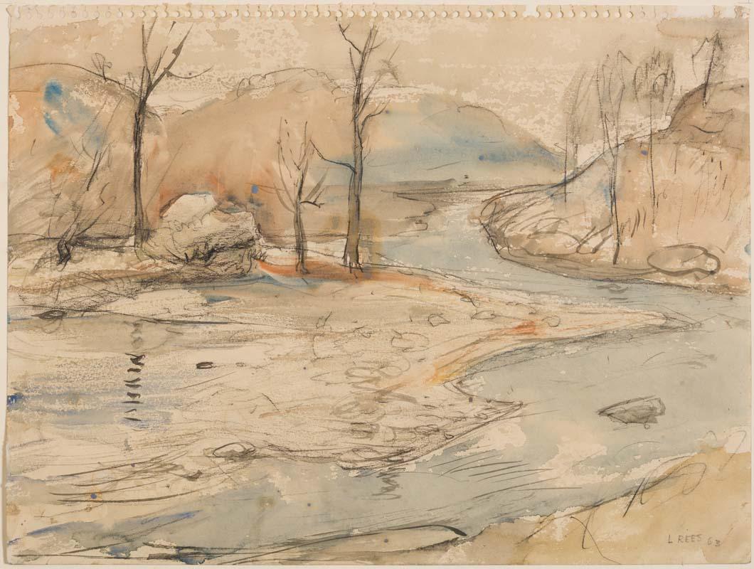 Artwork Study for 'Upper Hastings River, NSW' this artwork made of Carbon pencil and watercolour wash