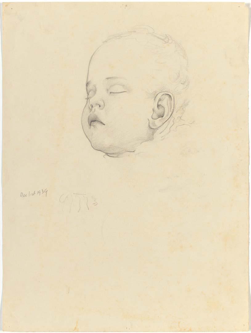 Artwork (Head of a sleeping baby) this artwork made of Pencil on cream wove paper
on cream wove paper, created in 1939-01-01