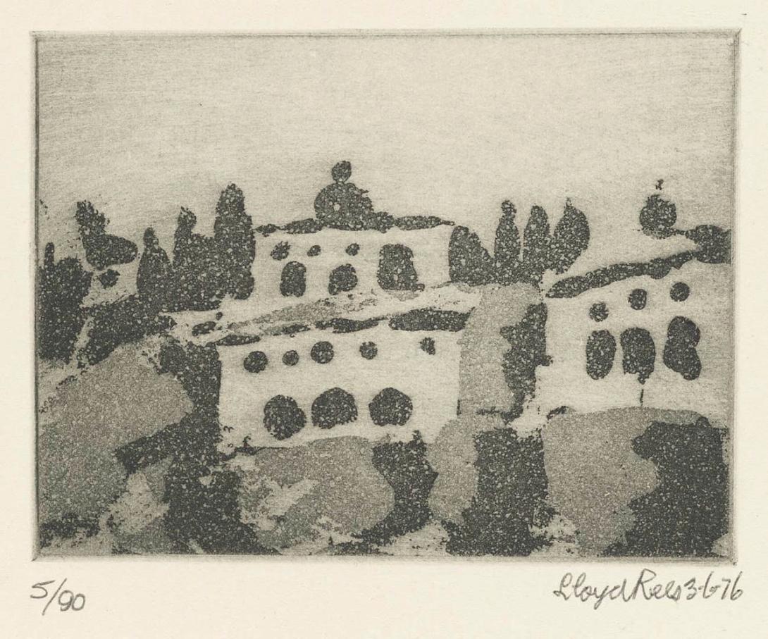 Artwork Tuscan town (from 'Memories of Europe' portfolio) this artwork made of Aquatint on wove handmade paper, created in 1976-01-01