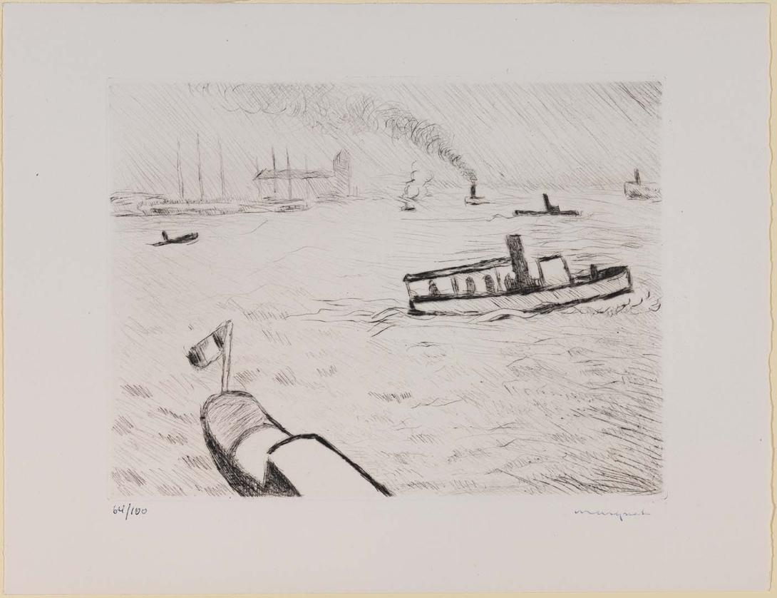 Artwork Le port de Hambourg (The port of Hamburg) this artwork made of Drypoint on wove paper, created in 1930-01-01