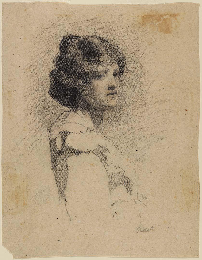 Artwork Portrait of a young lady this artwork made of Chalk on light brown wove paper, created in 1884-01-01