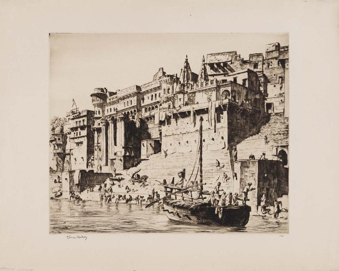 Artwork Palaces, Benares this artwork made of Drypoint on smooth wove Oriental paper, created in 1931-01-01