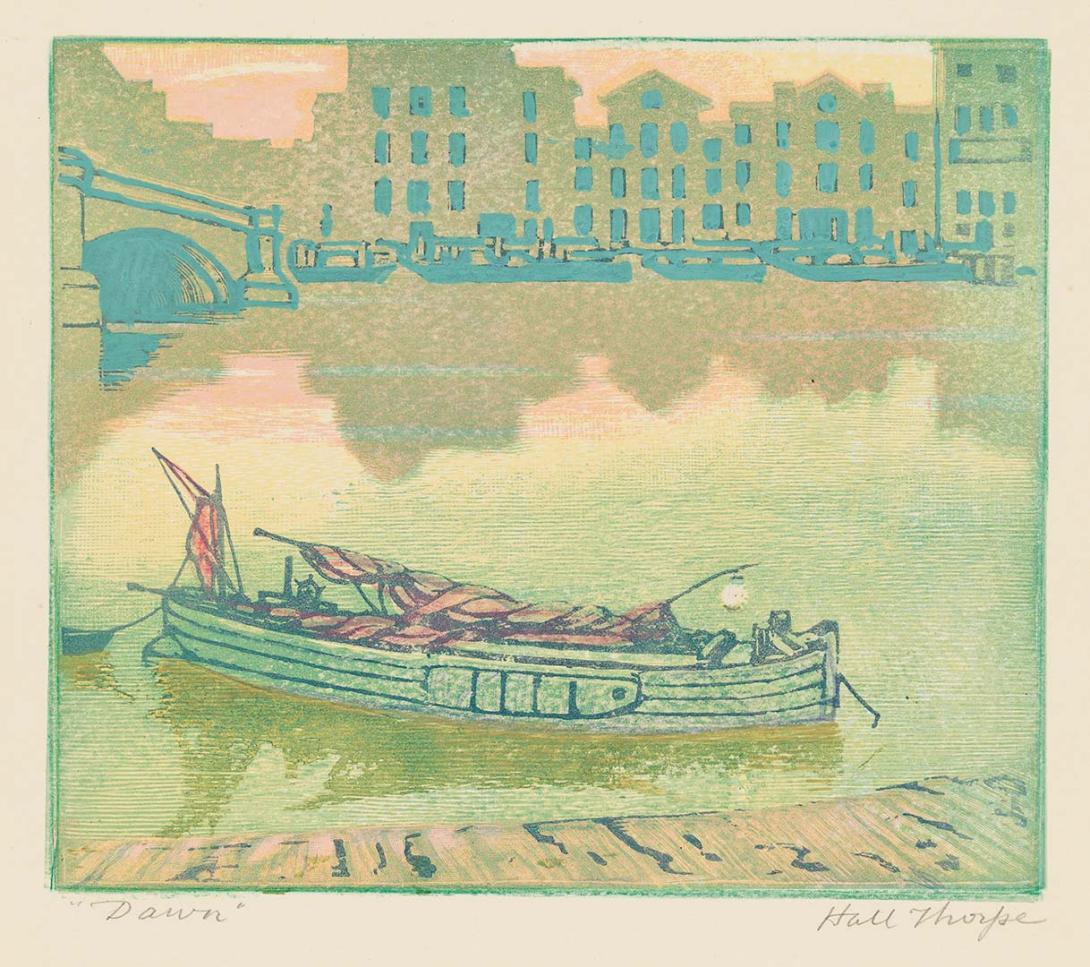 Artwork Dawn this artwork made of Colour woodcut and woodengraving, hand-coloured on smooth wove paper, created in 1915-01-01