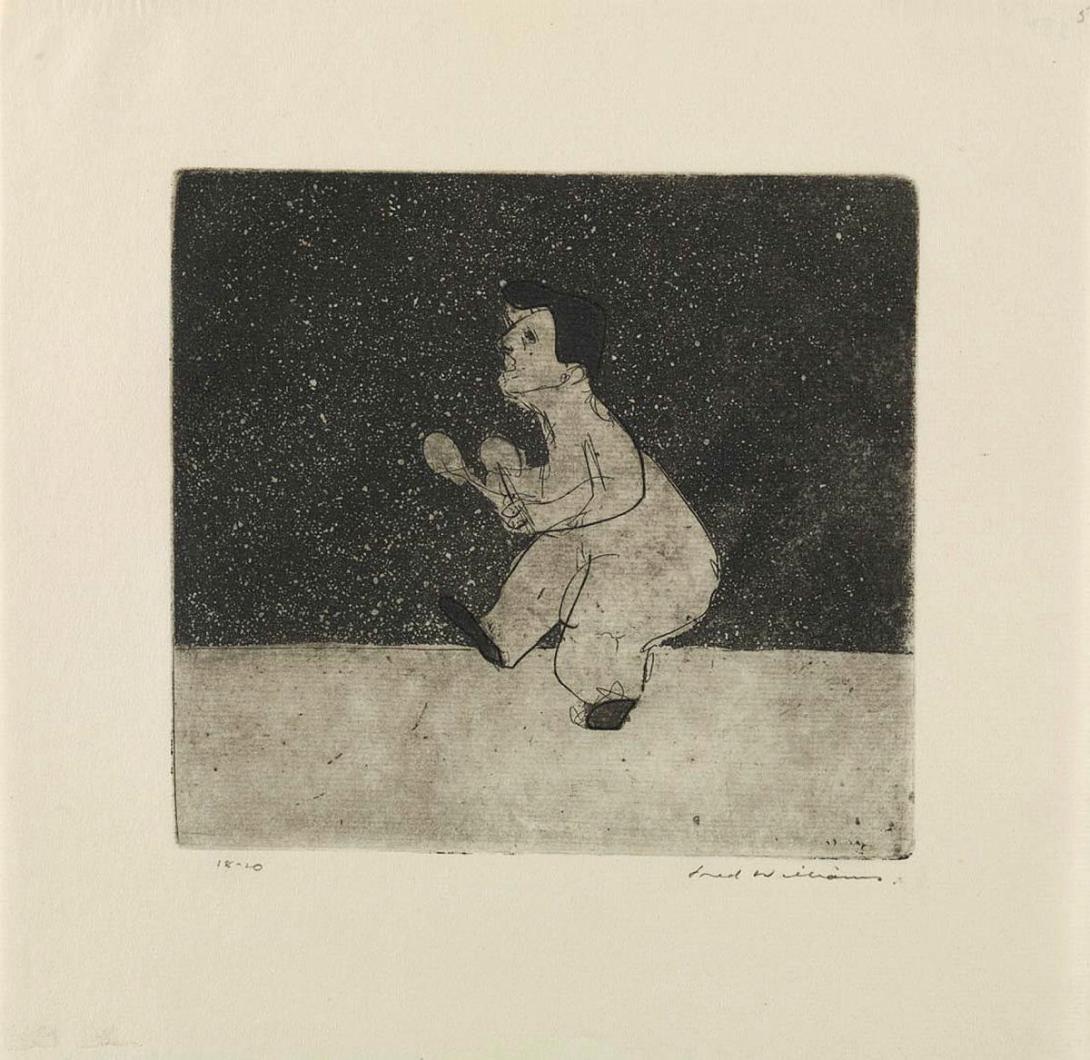 Artwork Little man juggling (from 'Music hall' series) this artwork made of Etching, aquatint, engraving, drypoint and rough biting on thin laid paper, created in 1954-01-01