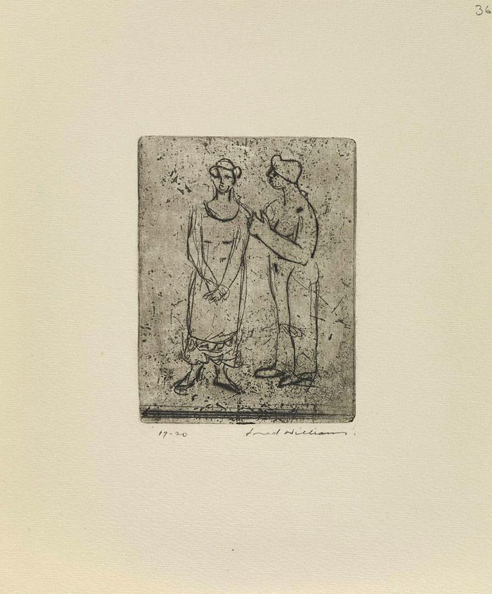 Artwork Two ladies (from 'Music hall' series) this artwork made of Etching, drypoint on cream wove paper, created in 1955-01-01