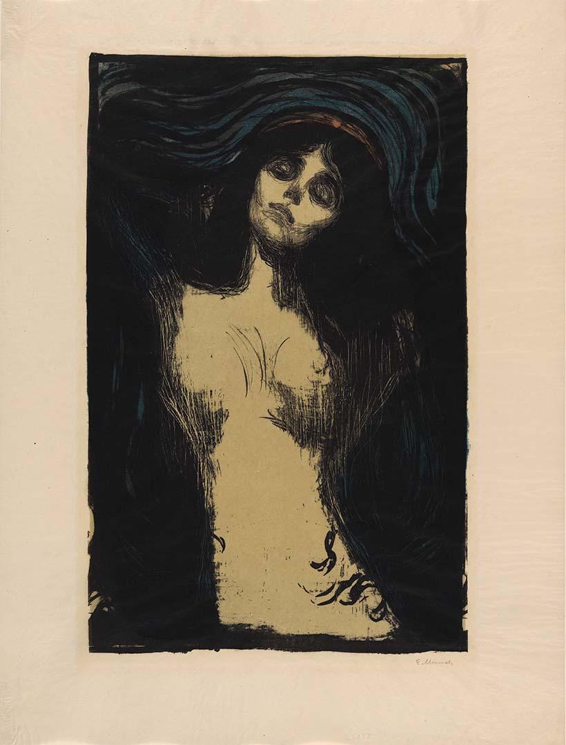 Artwork Madonna this artwork made of Colour lithograph on thin cream wove paper, created in 1895-01-01