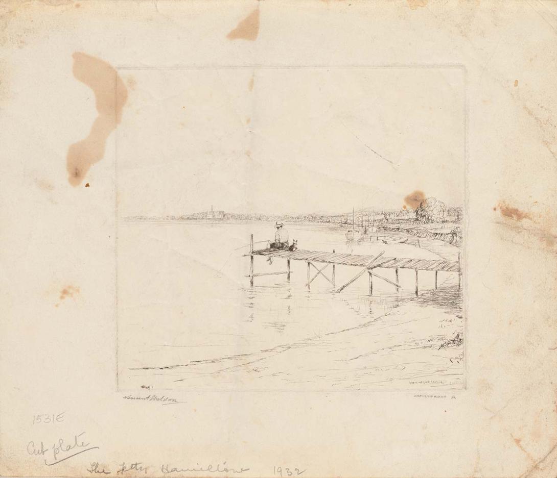 Artwork Jetty, Hamilton this artwork made of Drypoint on cream wove paper, created in 1932-01-01