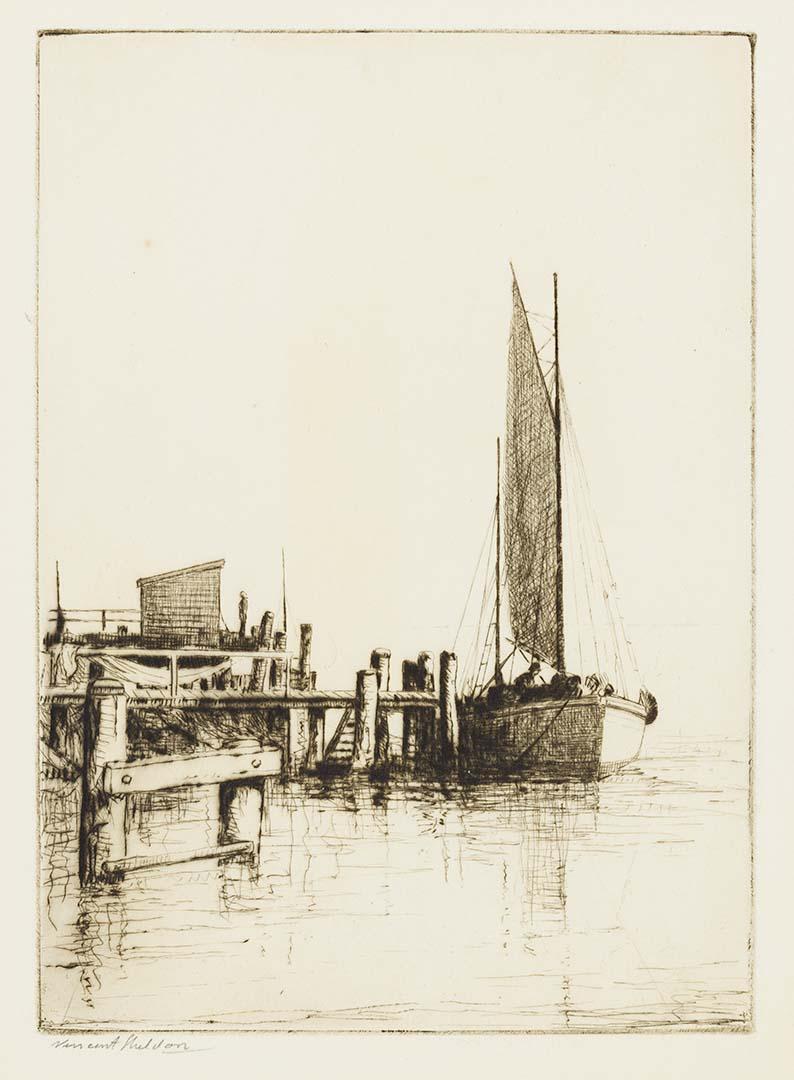 Artwork Landing stage this artwork made of Drypoint on wove paper, created in 1938-01-01