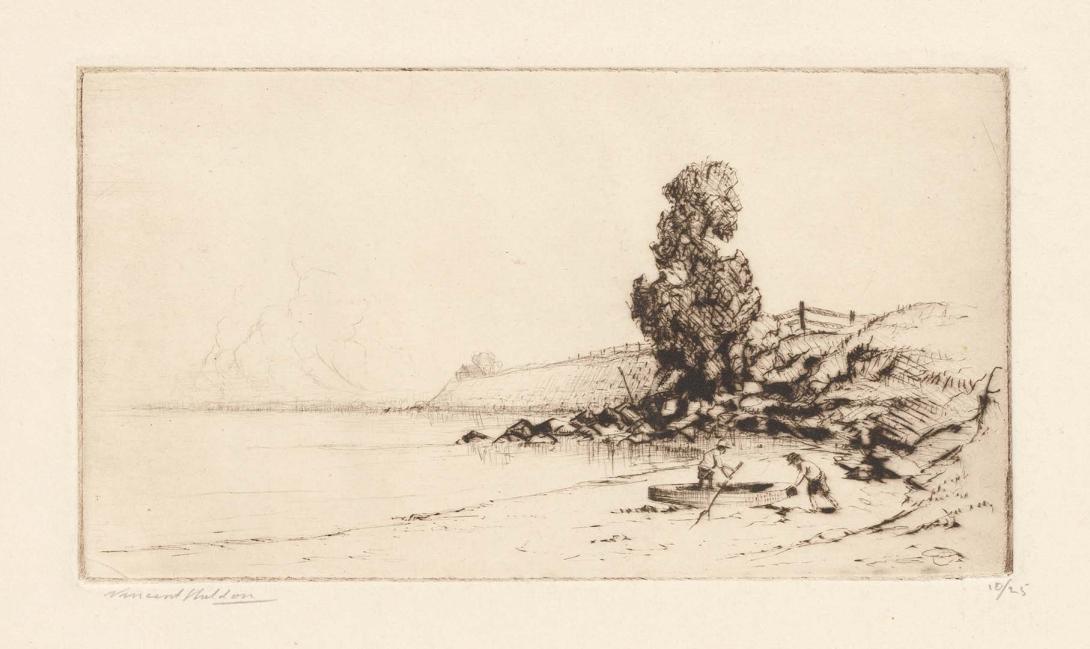 Artwork Low tide, Hamilton this artwork made of Drypoint on cream handmade wove paper, created in 1933-01-01