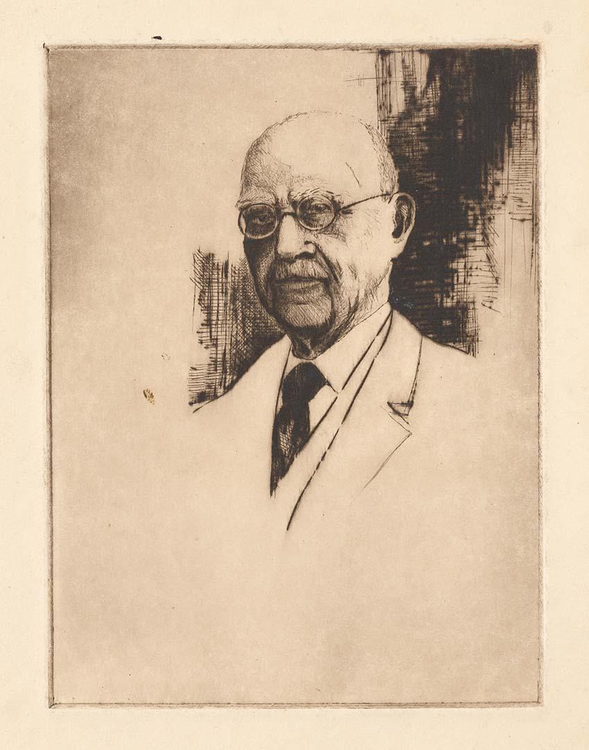 Artwork The late Sir Frank Gavan Duffy this artwork made of Drypoint on cream handmade wove paper, created in 1931-01-01