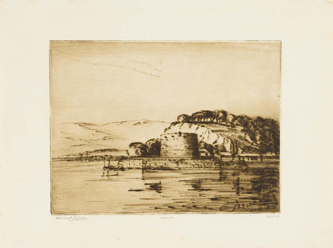 Artwork Toulon this artwork made of Drypoint on thick cream wove paper, created in 1930-01-01