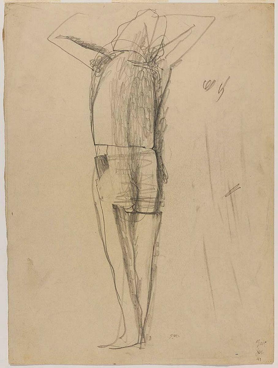 Artwork Standing figure this artwork made of Pencil on off-white wove paper, created in 1957-01-01