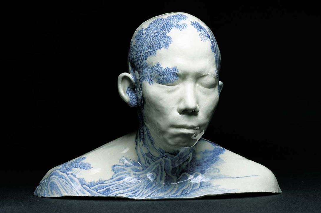 Artwork China China - Bust no.1 this artwork made of Porcelain, cast from figure, with handpainted cobalt underglaze and clear glaze