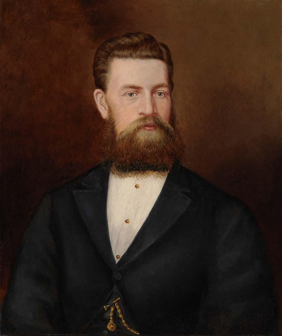 Artwork Portrait of Richard Edwards this artwork made of Oil on canvas, created in 1874-01-01