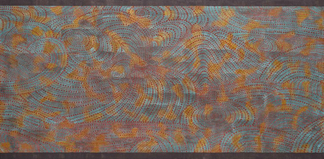 Artwork In memory of the unknown artist:  Japanese fabric 2, ochre this artwork made of Synthetic polymer paint on canvas, created in 2000-01-01