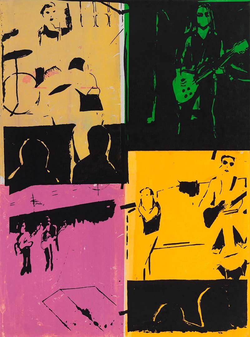 Artwork Four Bands this artwork made of Screenprint, printed in colour, from multiple stencils
