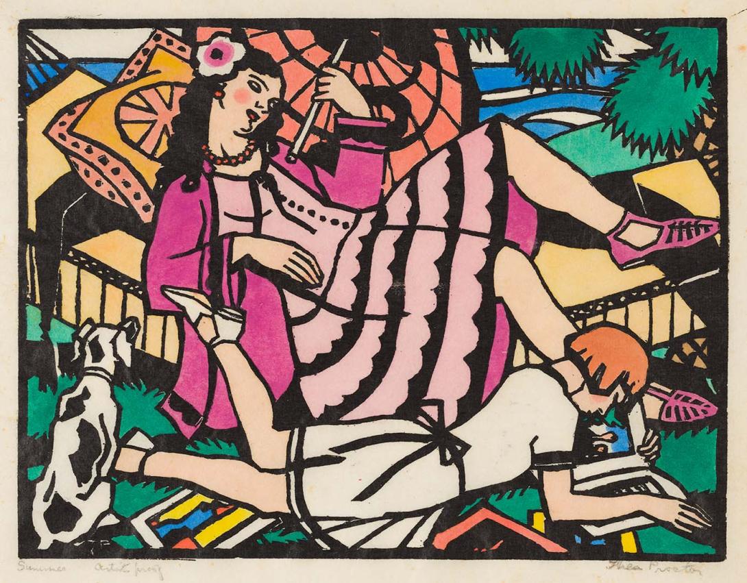 Artwork Summer this artwork made of Woodcut, hand-coloured on Oriental paper, created in 1930-01-01