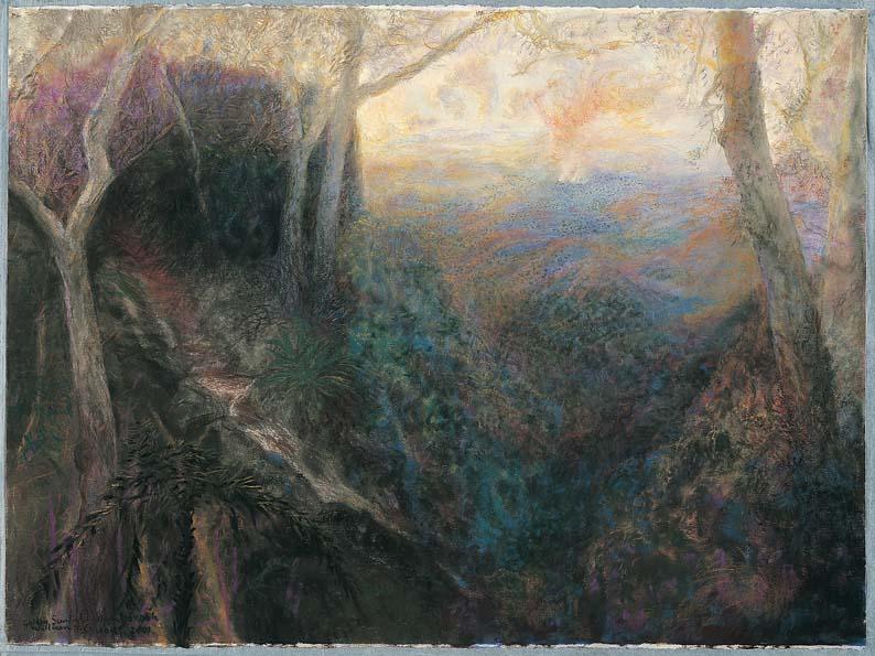 Artwork Golden light, Springbrook this artwork made of Pastel on paper, created in 2001-01-01