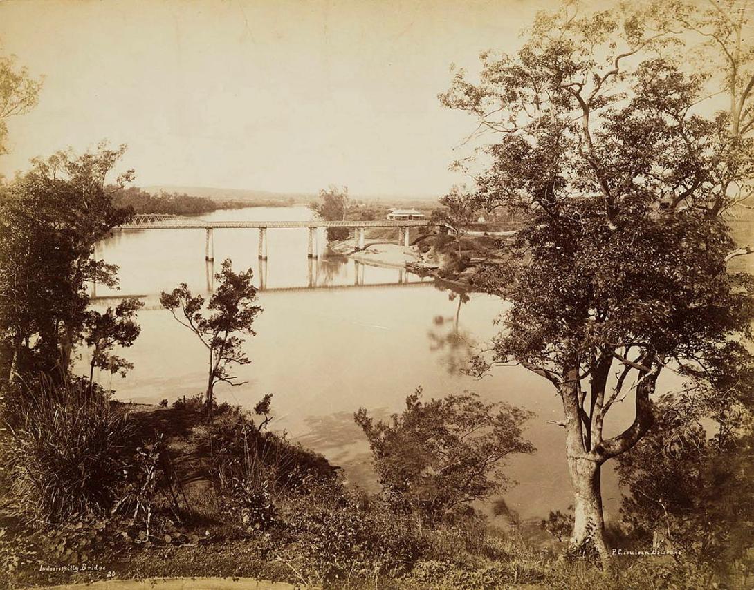Artwork Old Indooroopilly Bridge - prior to Great Flood this artwork made of Albumen photograph on paper, created in 1880-01-01