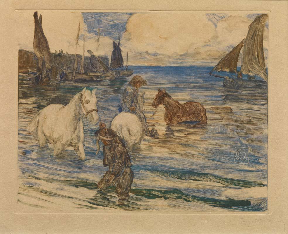 Artwork Horses in the sea this artwork made of Monotype on paper, created in 1898-01-01